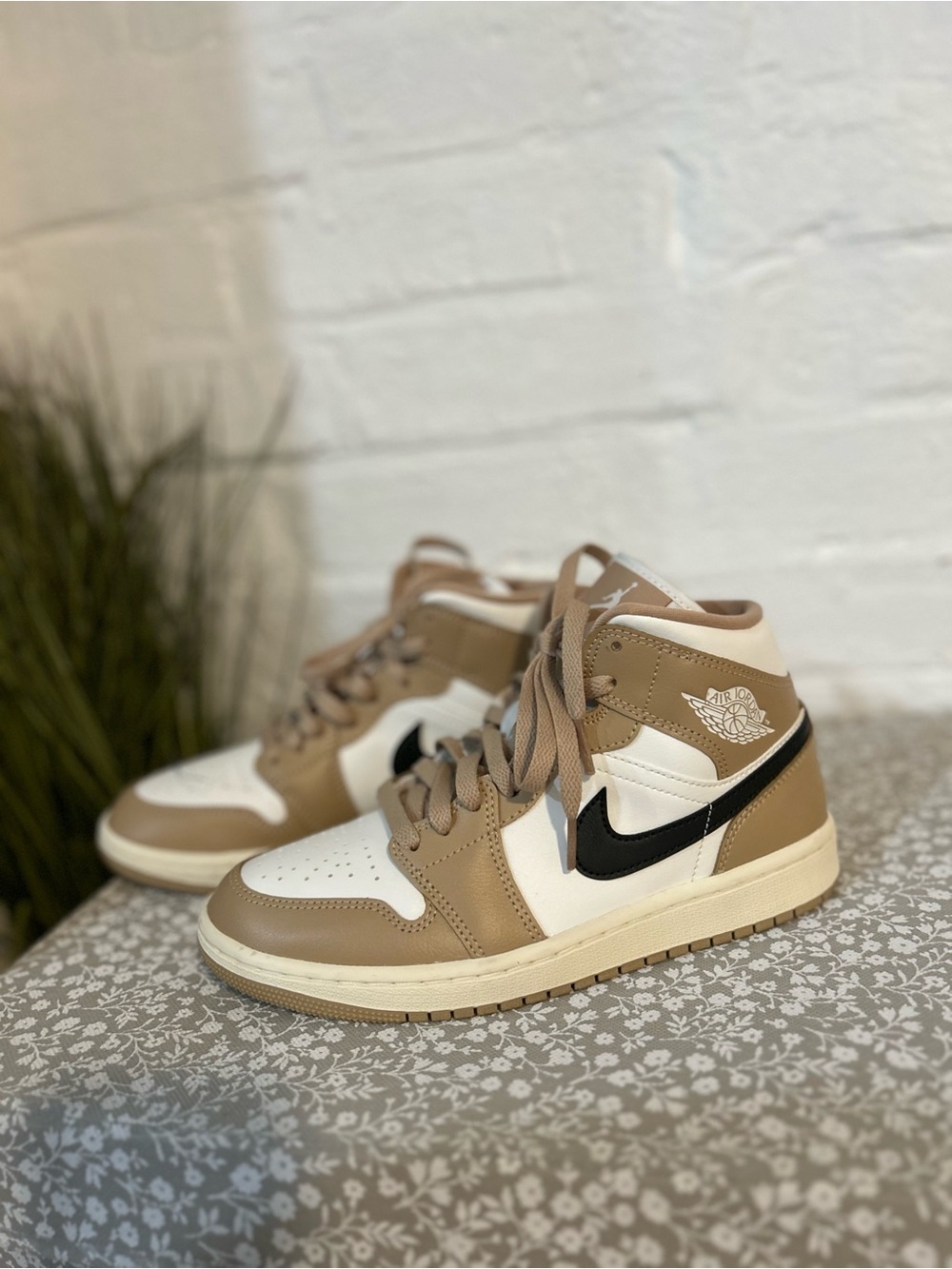 Jordan Men’s High-Top Sneakers in White, Tan & Black